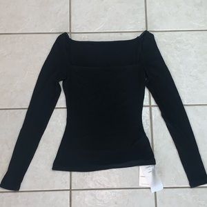 Never worn black square neck long sleeve top